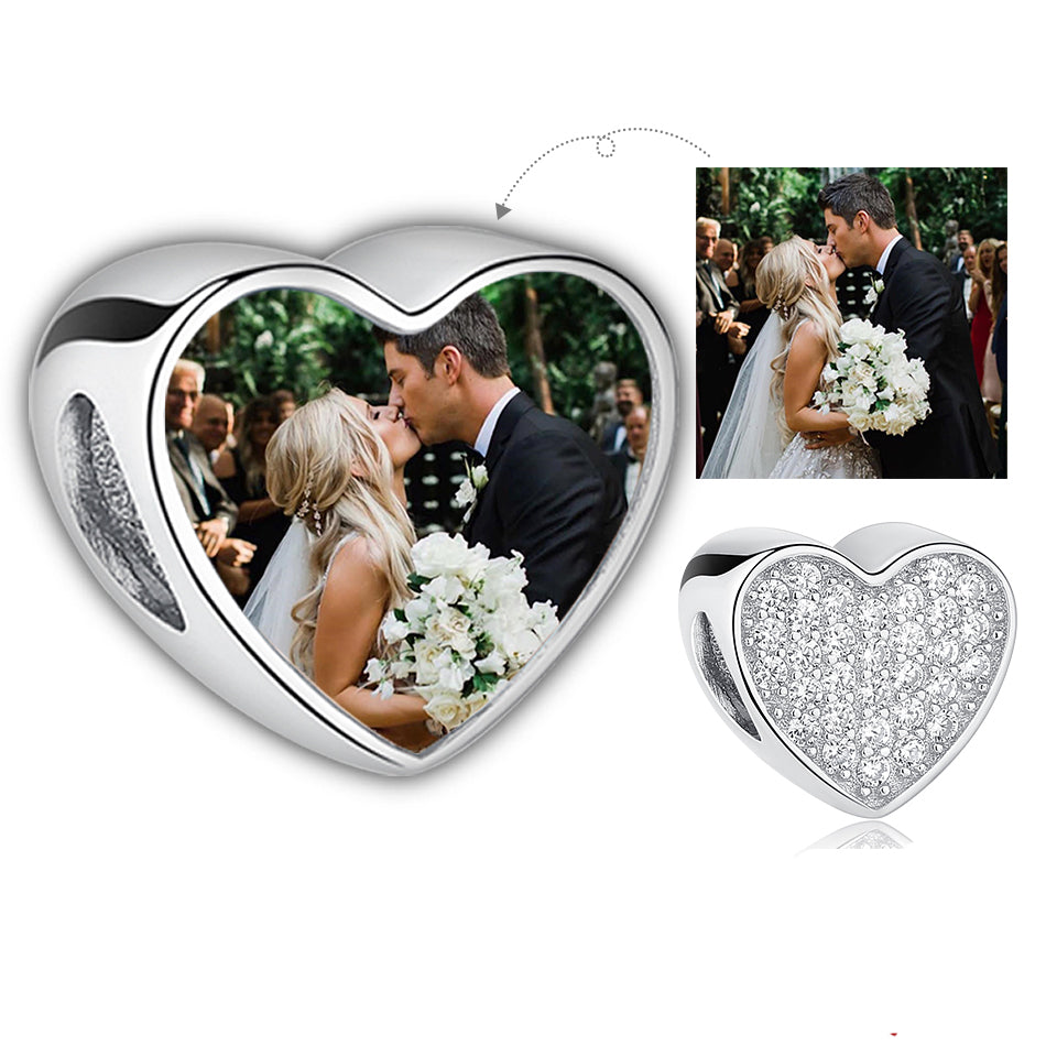 925 Sterling Silver Pave Crystal Heart Bead