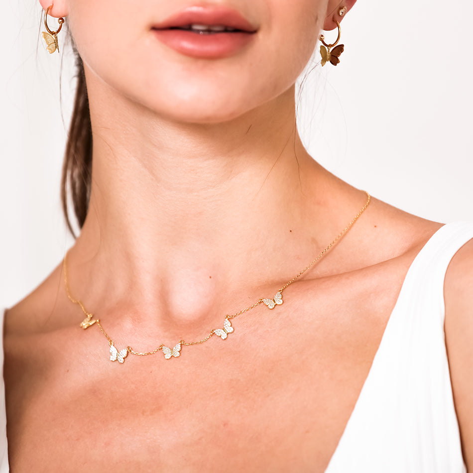 Gold Vermeil Butterfly Zircon Necklace