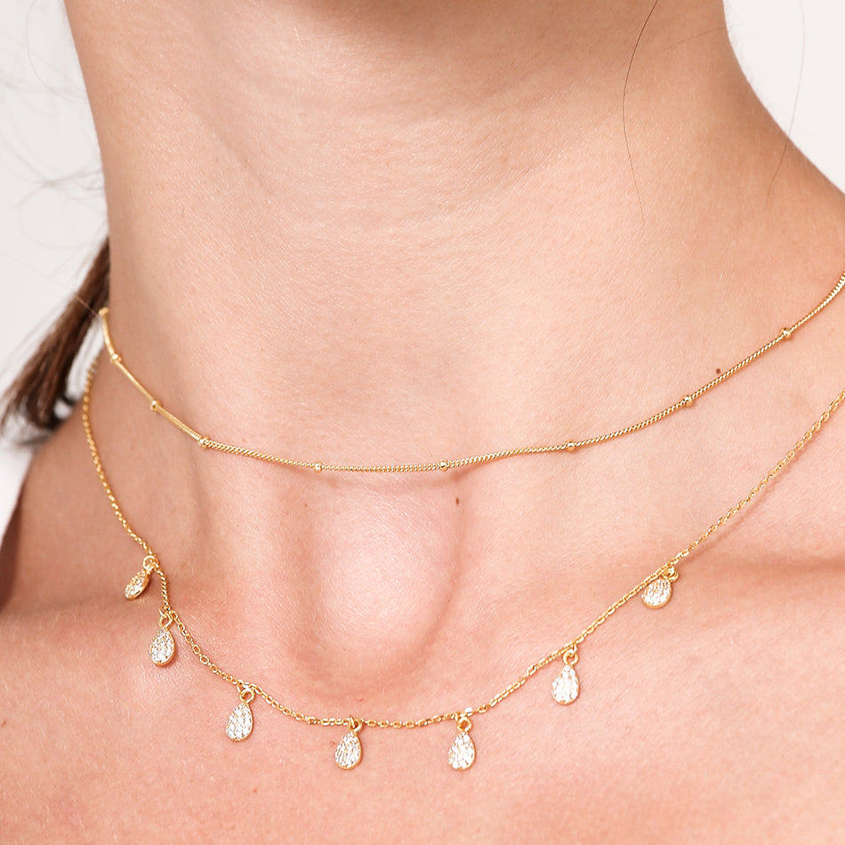 Gold Vermeil Crystal Water Drop Necklace