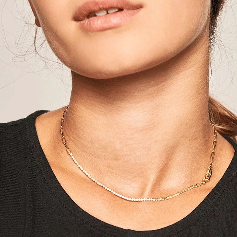 Gold Vermeil Link Chain Tennis Necklace