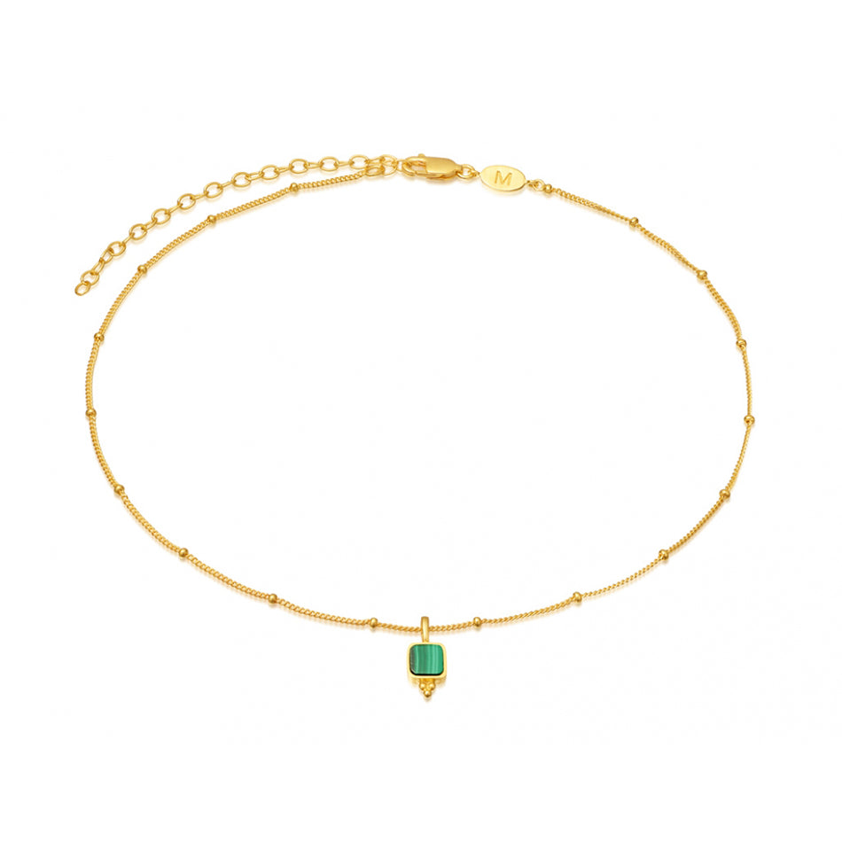 Lotus Malachite Pendant Necklace