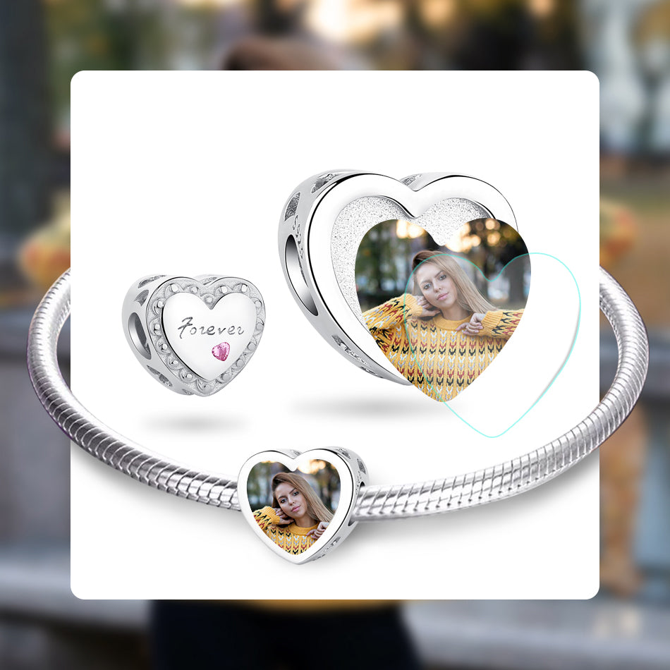 925 Sterling Silver Forever Love Pink Heart Custom Bead