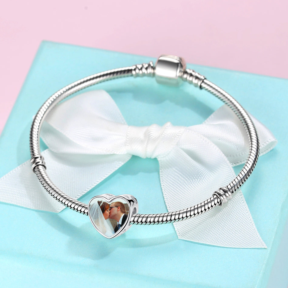 925 Sterling Silver Pave Crystal Heart Bead