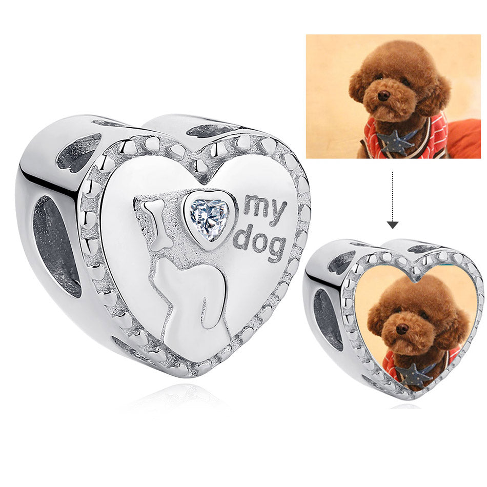 "I Love My Dog" Pet Custom Photo Bead