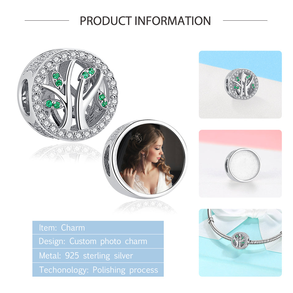 Green Family Tree Custom Photo Bead