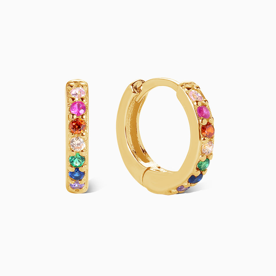 Rainbow Huggies Hoop Earrings