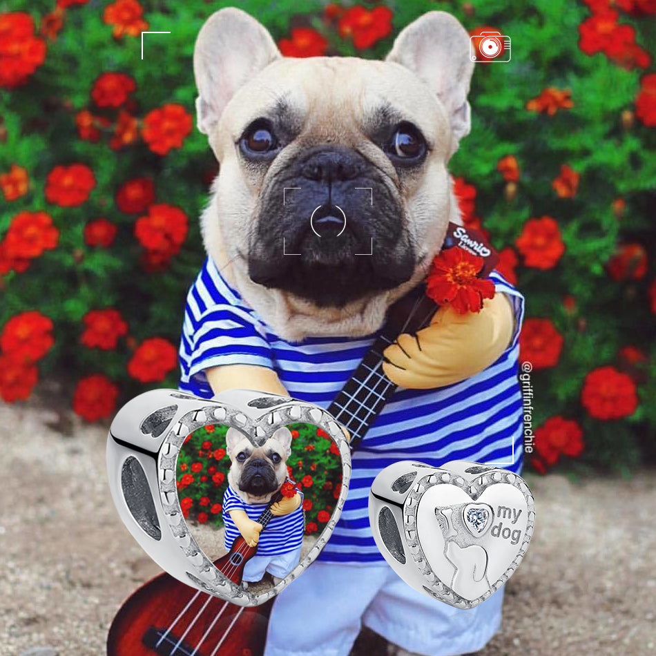 "I Love My Dog" Pet Custom Photo Bead
