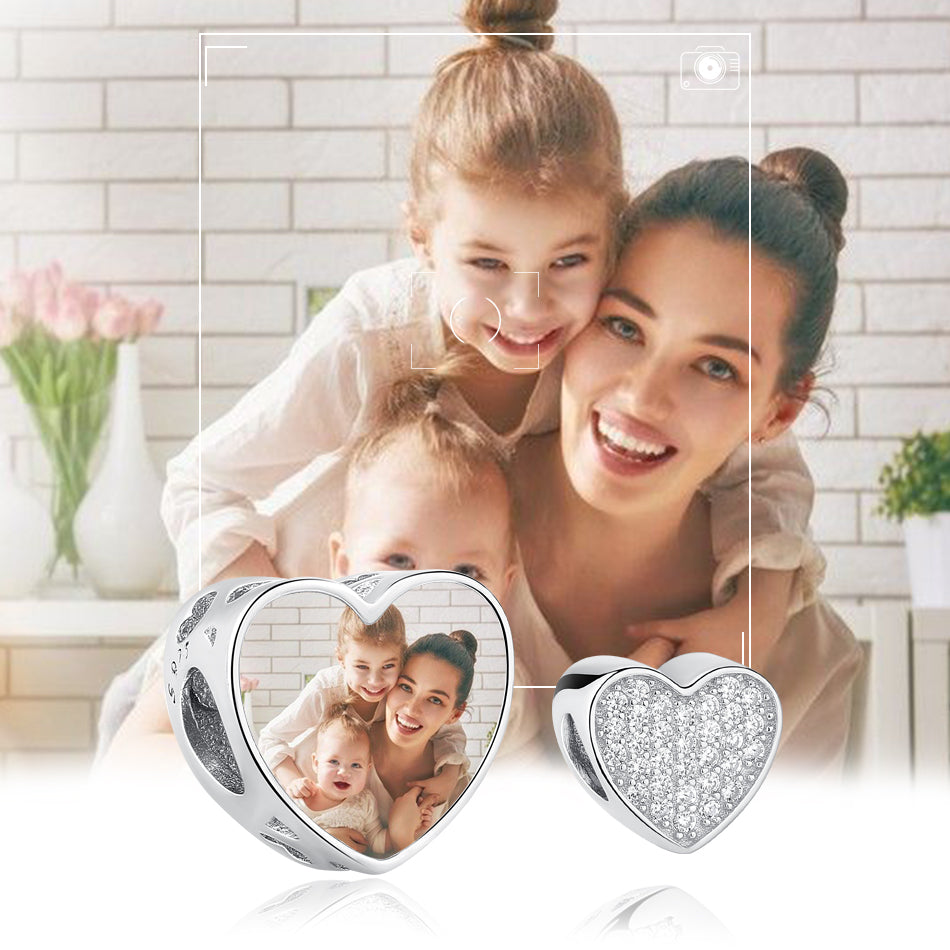 925 Sterling Silver Pave Crystal Heart Bead
