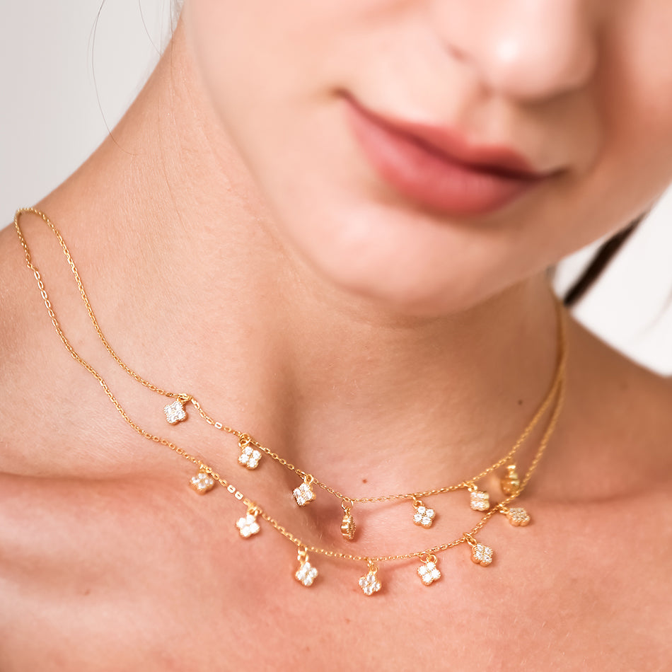 Gold Vermeil Flower Beaded Necklace