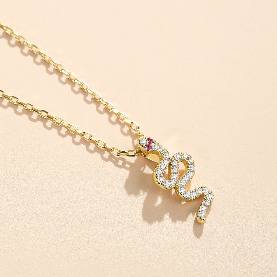 Gold Vermeil Snake Pendant Necklace