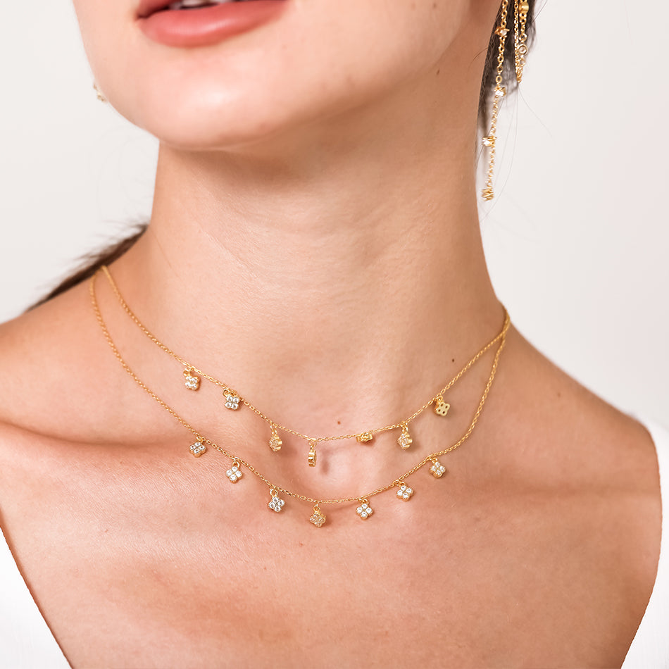 Gold Vermeil Flower Beaded Necklace