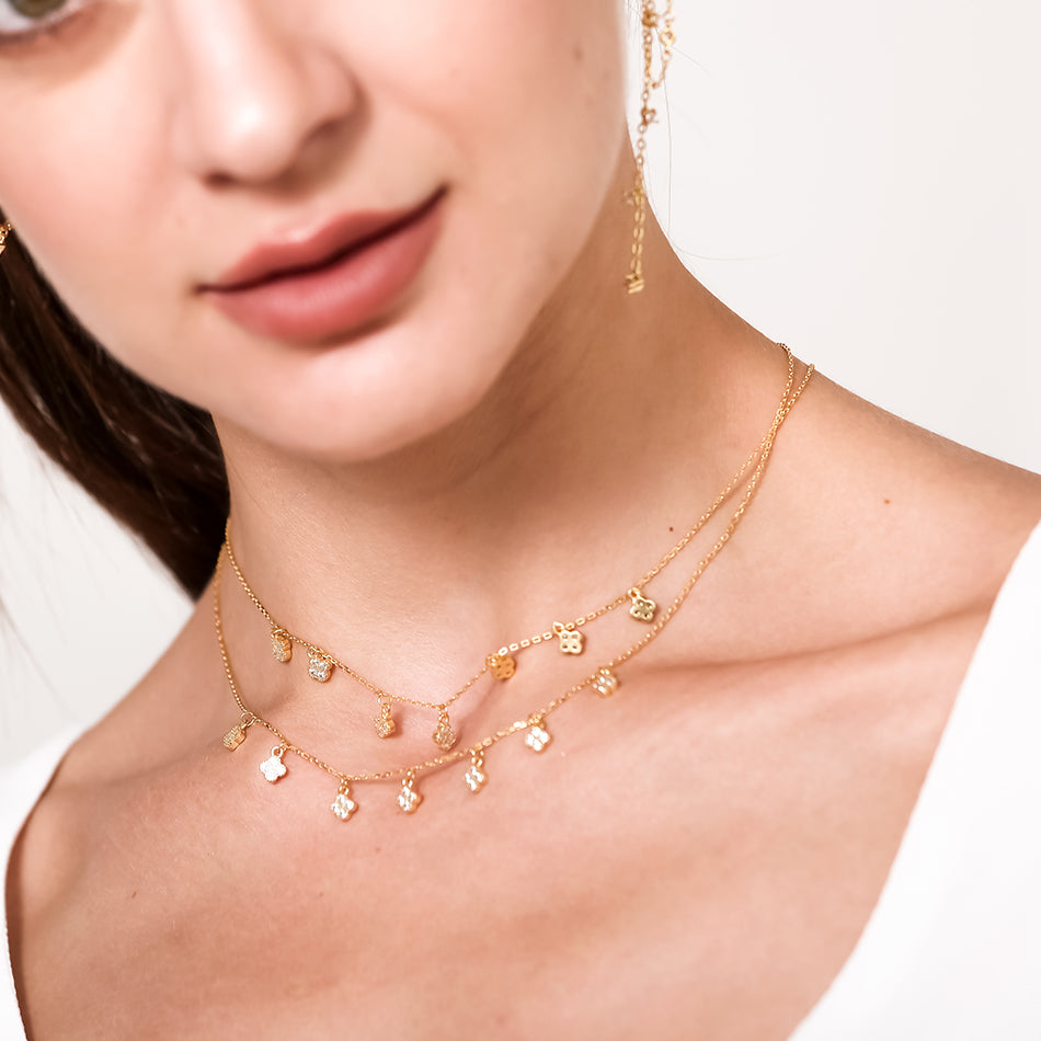 Gold Vermeil Flower Beaded Necklace