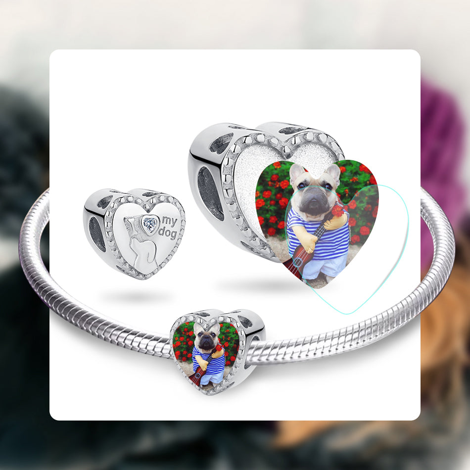 "I Love My Dog" Pet Custom Photo Bead