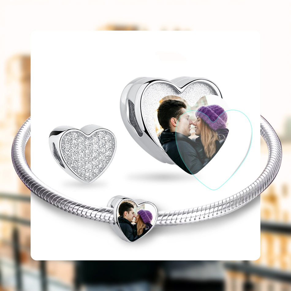 925 Sterling Silver Pave Crystal Heart Bead