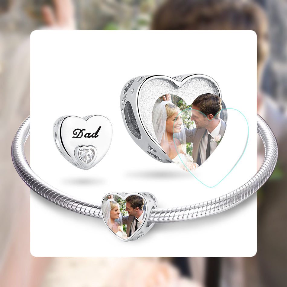 925 Sterling Silver Dad Custom Photo Bead
