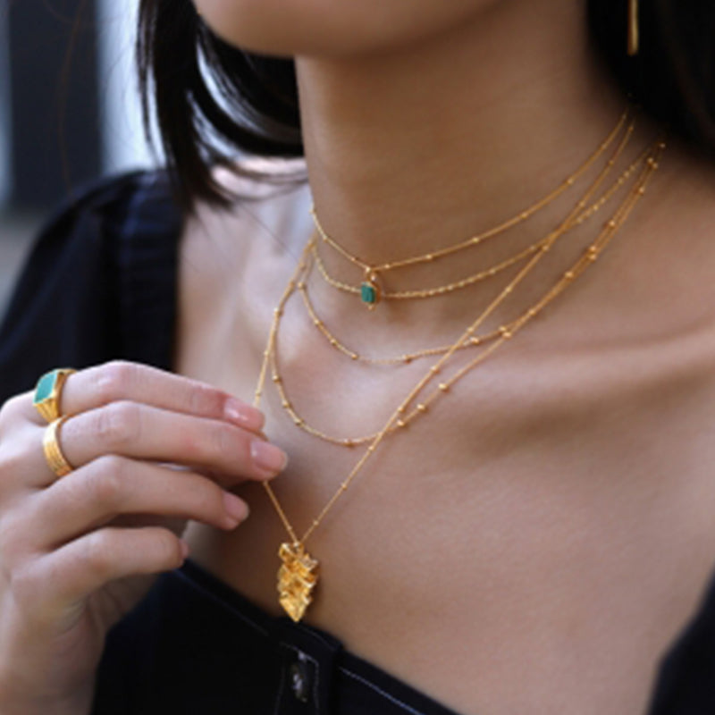 Lotus Malachite Pendant Necklace