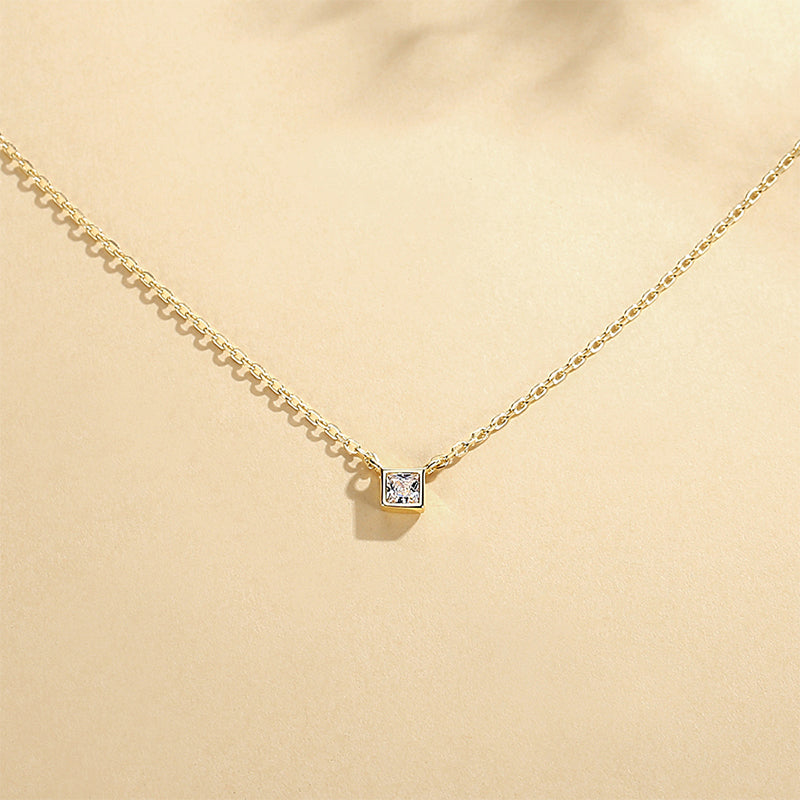 Tiny Square Pendant Necklace