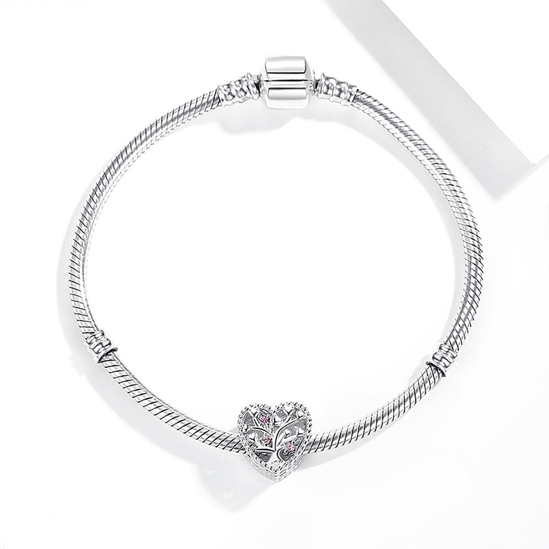 925 Family Tree Hollow Heart Custom Photo Charm