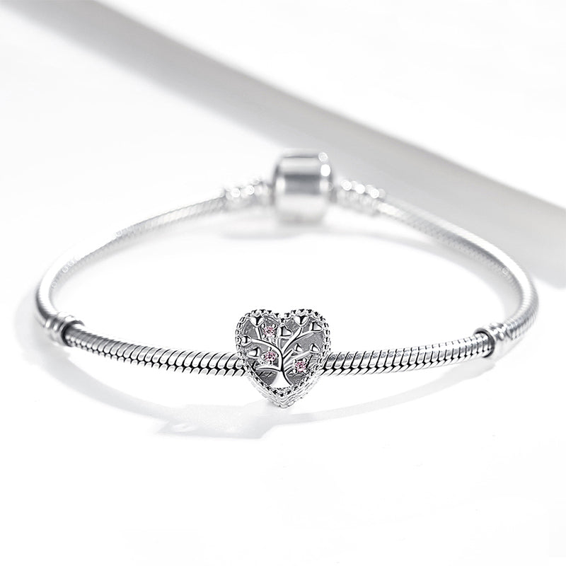 925 Family Tree Hollow Heart Custom Photo Charm