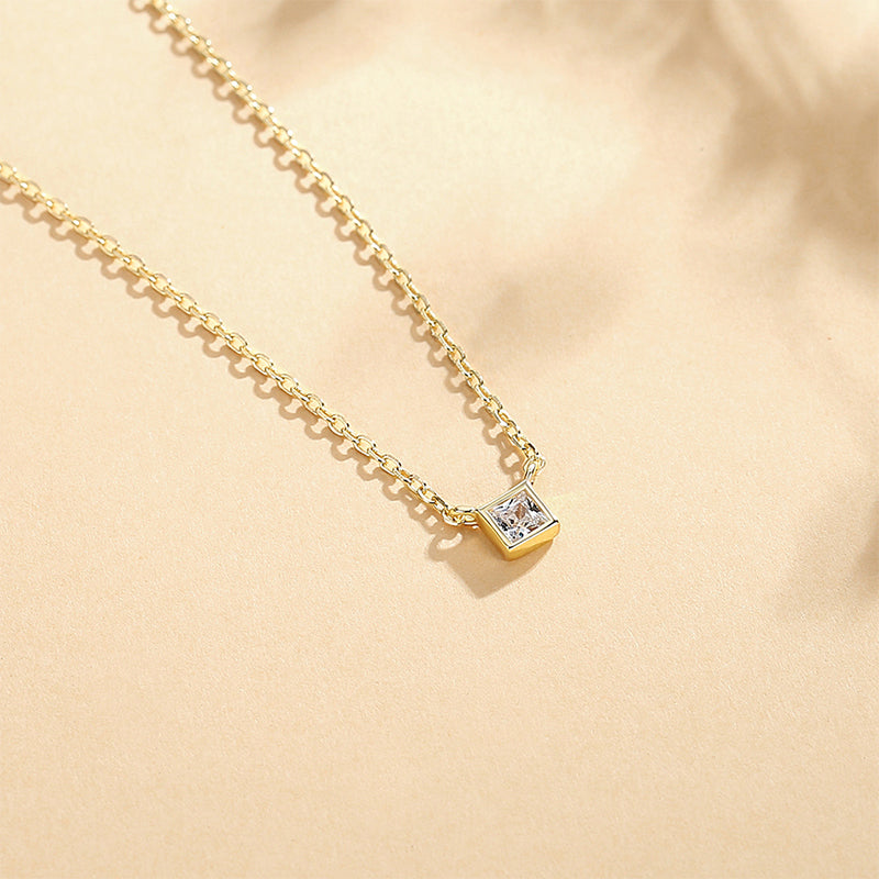 Tiny Square Pendant Necklace
