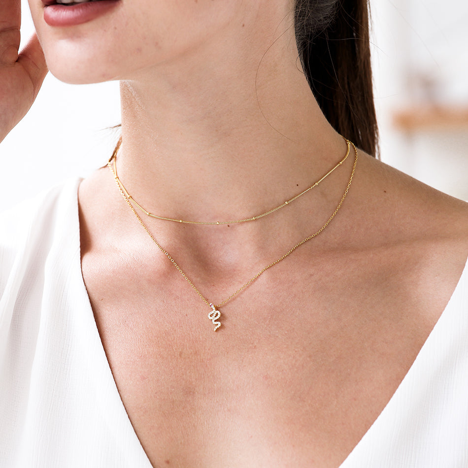 Gold Vermeil Snake Pendant Necklace