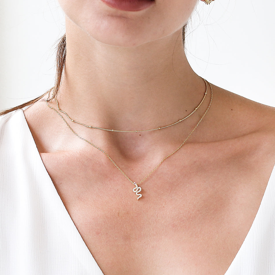 Gold Vermeil Snake Pendant Necklace