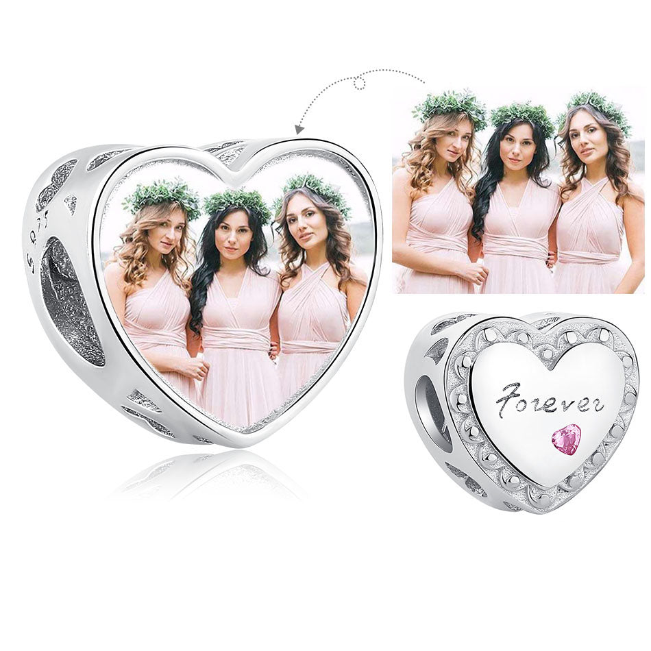 925 Sterling Silver Forever Love Pink Heart Custom Bead