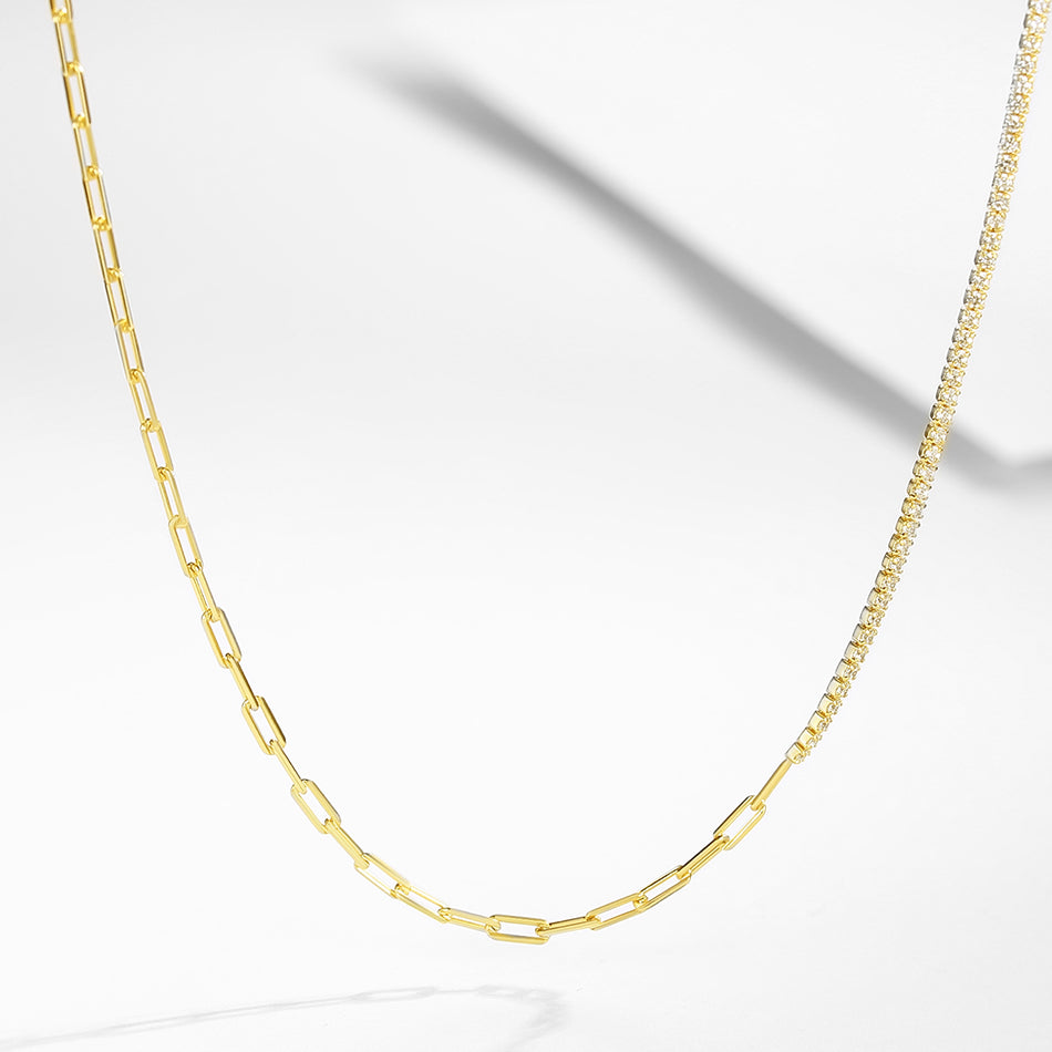 Gold Vermeil Link Chain Tennis Necklace