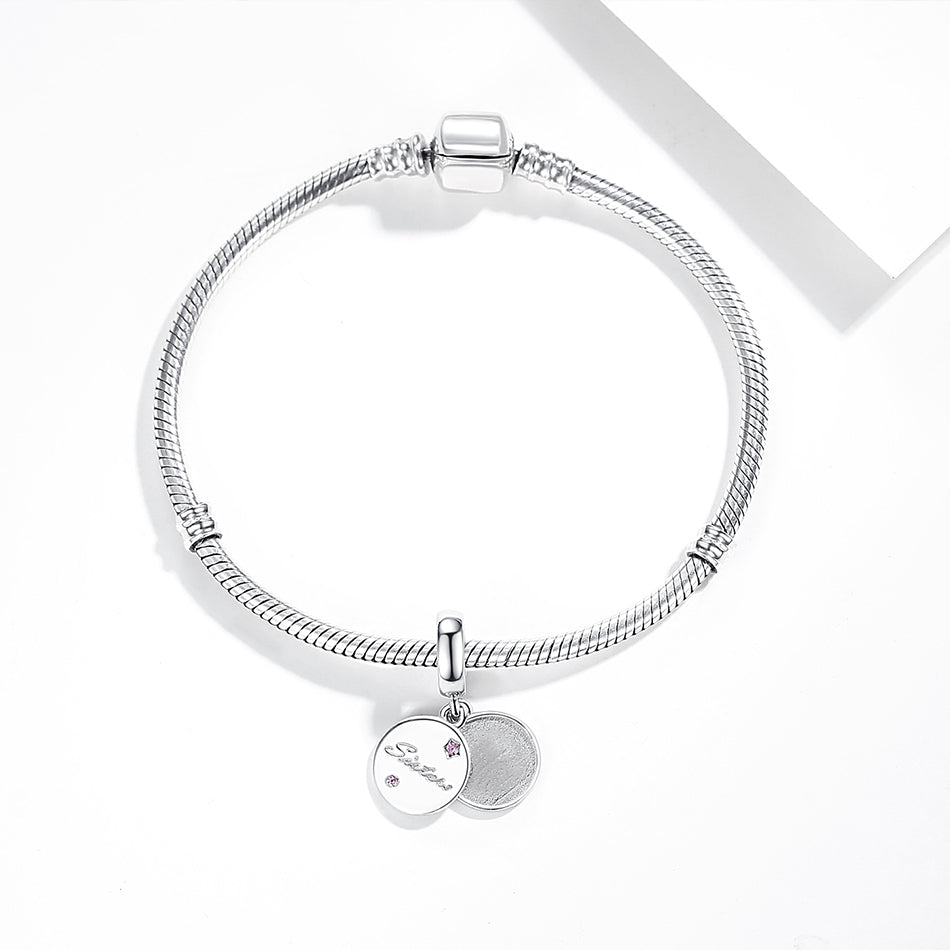 925 Sterling Silver Sister Friendship Custom Photo Charm