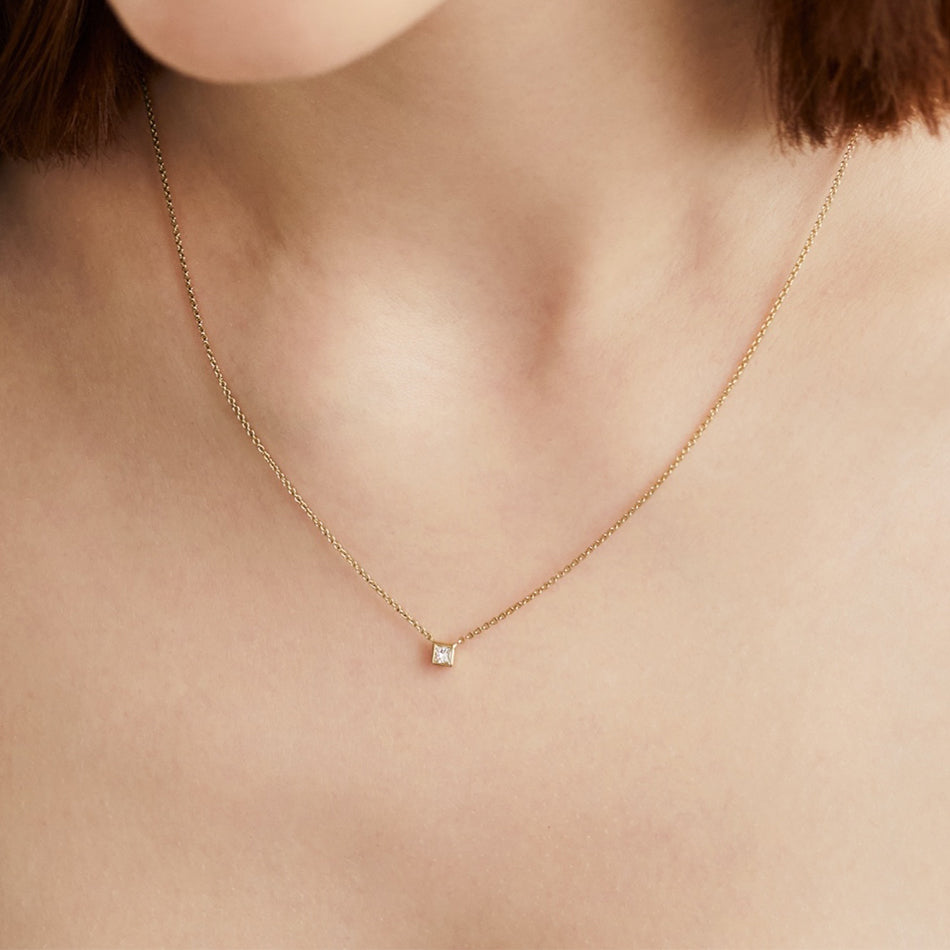 Tiny Square Pendant Necklace