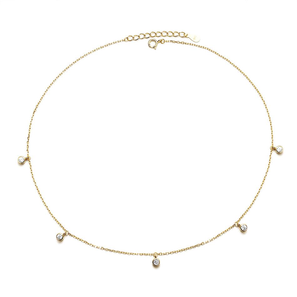 Gold Vermeil Diamond Beaded Choker Necklace