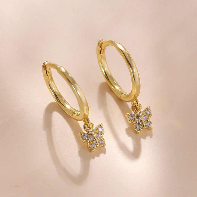 Butterfly Dangle Hoop Earrings