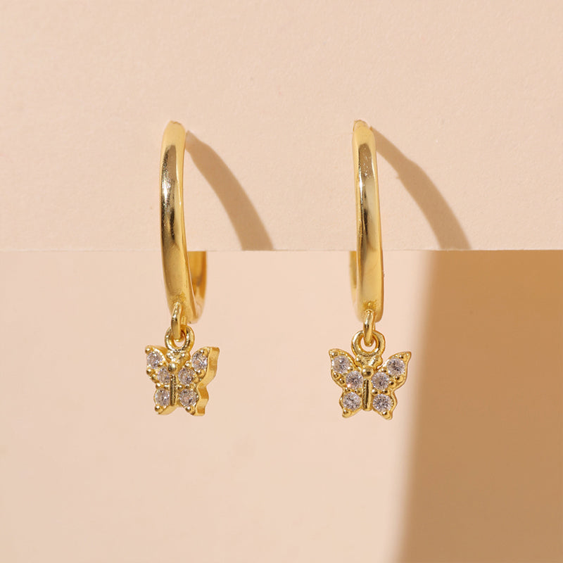 Butterfly Dangle Hoop Earrings