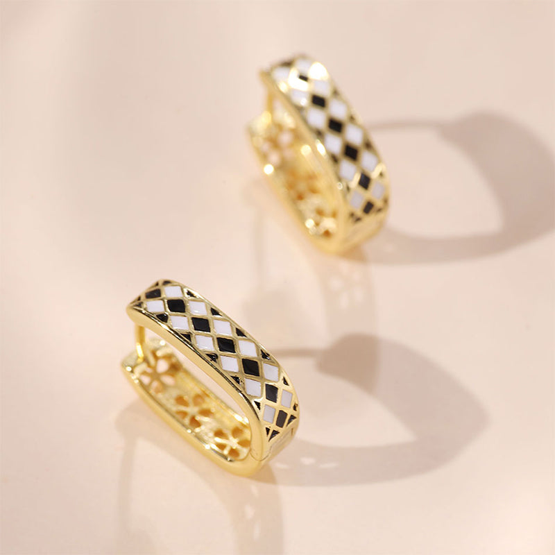 Checkerboard Hoop Earrings