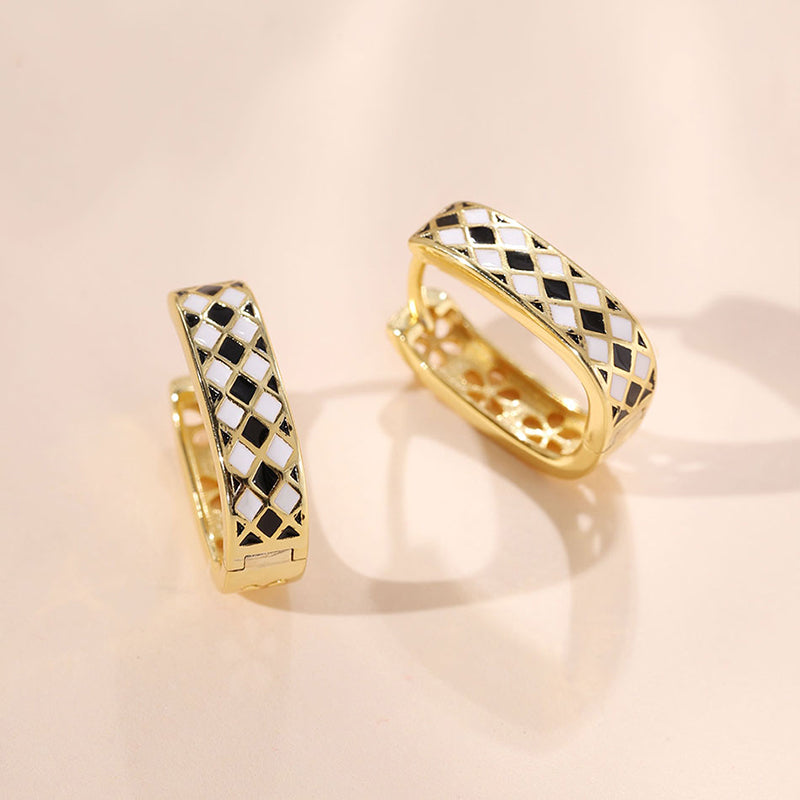 Checkerboard Hoop Earrings