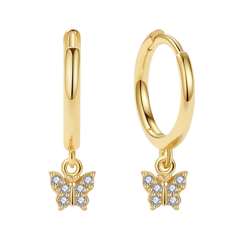 Butterfly Dangle Hoop Earrings
