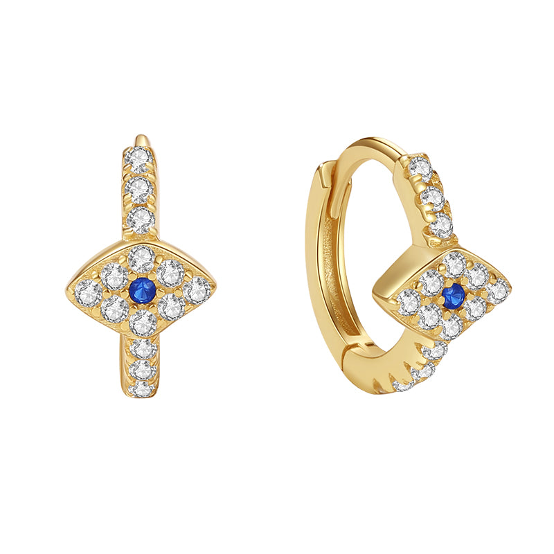 Diamond Evil Eyes Huggies Earring