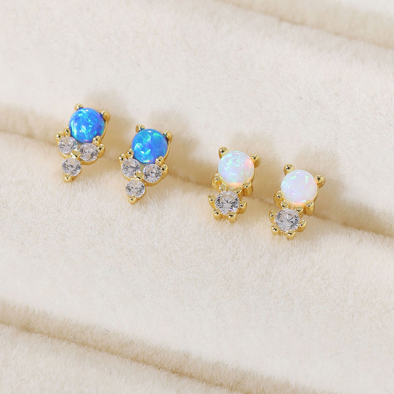 Opal Diamond Stud Earrings