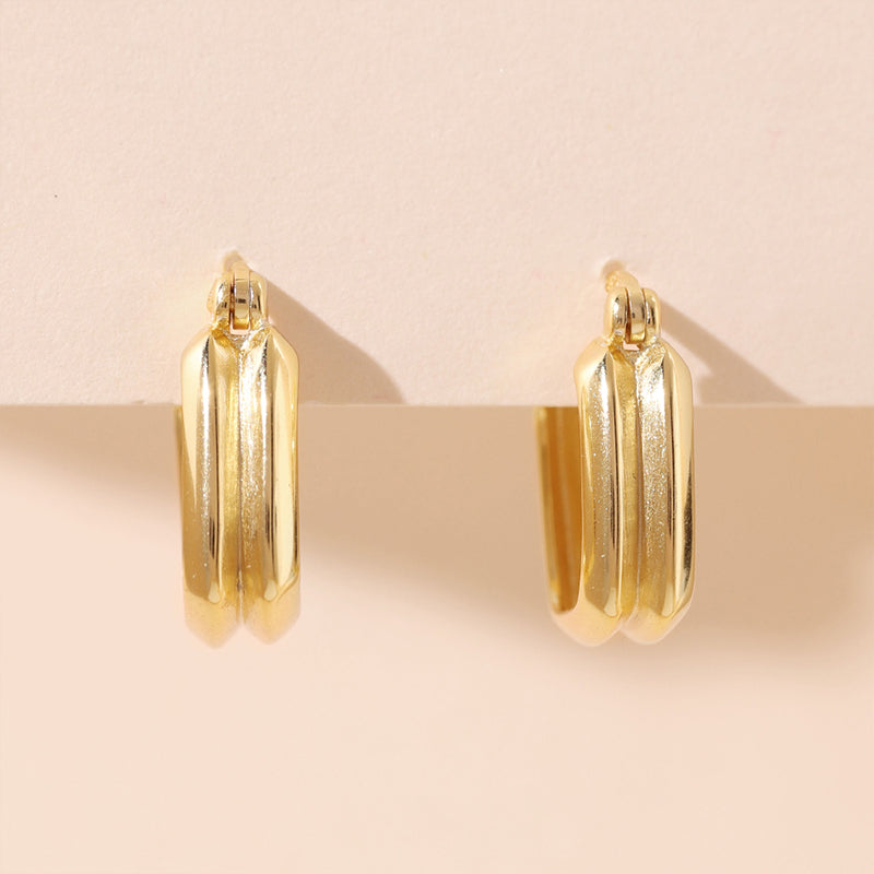 Double Square Huggies Earrings
