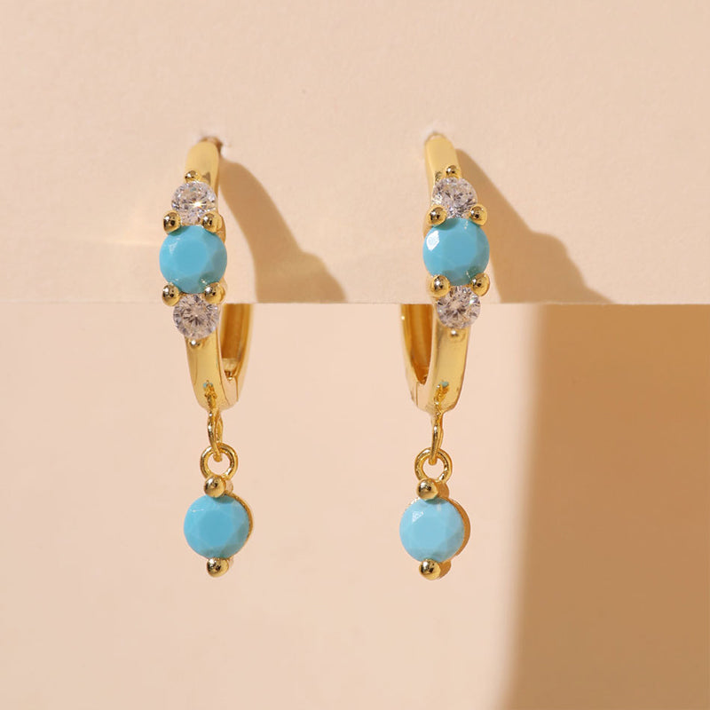 Turquoise Drop Huggies Earrings
