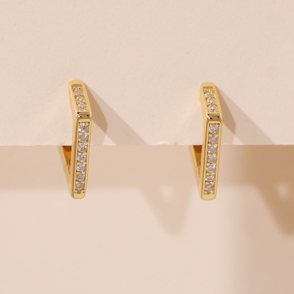 Pentagon CZ Hoop Earrings