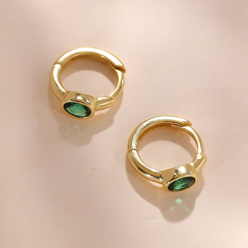 Emerald Gemstone Hoop Earring