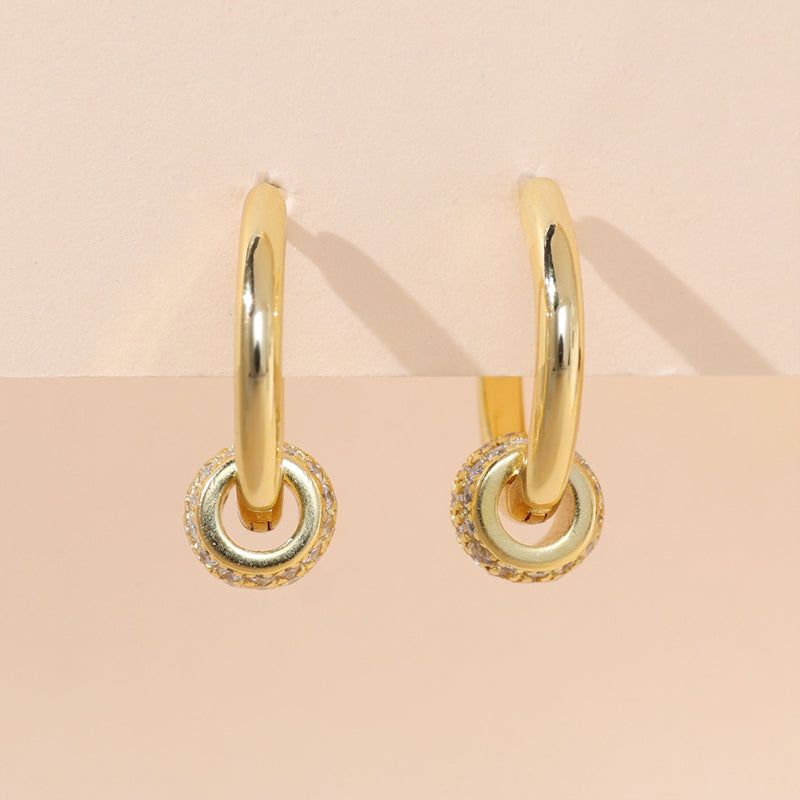 Gemstone Pave Pendant Hoop Earring