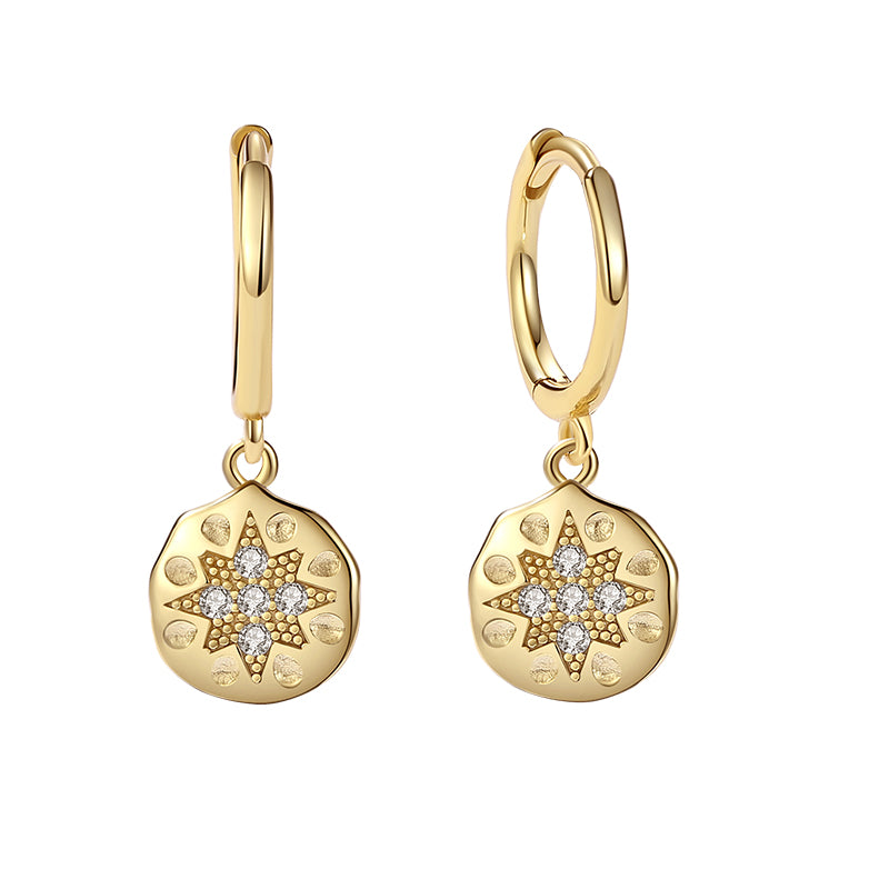 Lotus Root Coin Hoop Earring