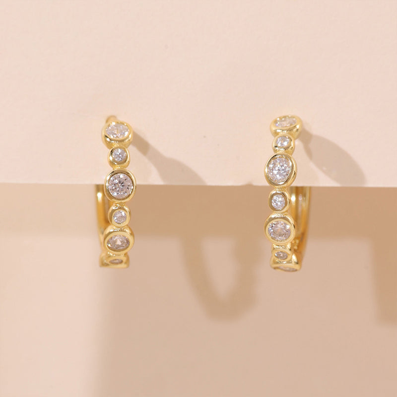 Bezel Huggies Hoop Earring