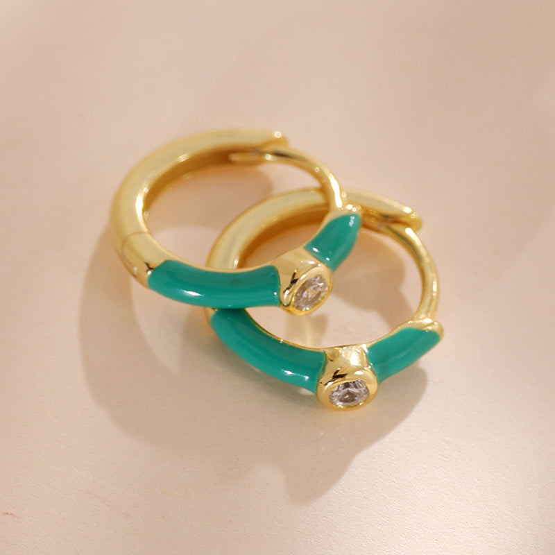 Two-tone Enamel Hoop Earring