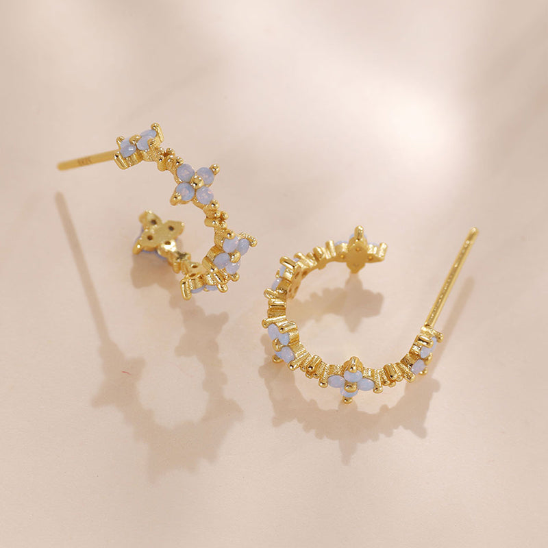 Open Flower Hoop Earring