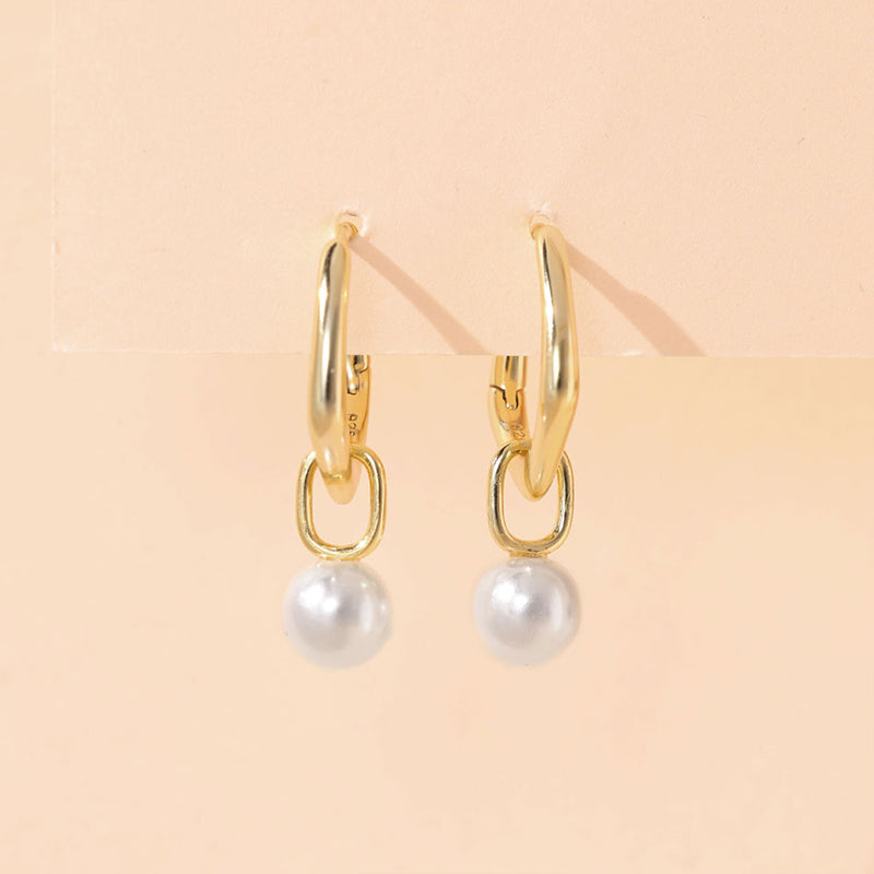 Pearl Pendant Hoop Earring