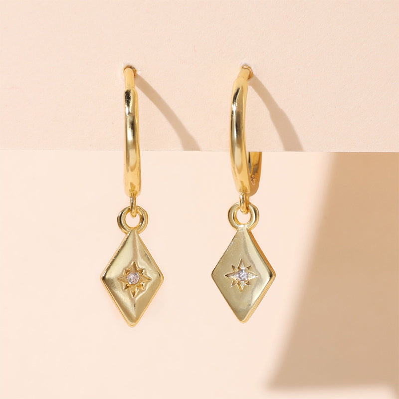 Rhombus Pendant Hoop Earring