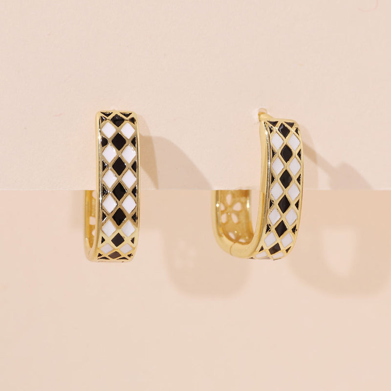 Checkerboard Hoop Earrings